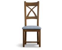 Rustic Solid Oak Blue Set of 2 Fabric Dining Chairs