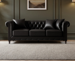 Westminster Chesterfield Black Leather 3 Seater Sofa