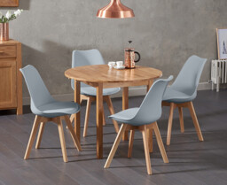 Extending York 90cm Solid Oak Dining Table with 2 White Orson Chairs