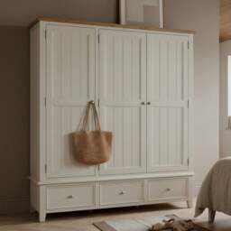 Weymouth Oak and Soft White Painted Triple Wardrobe