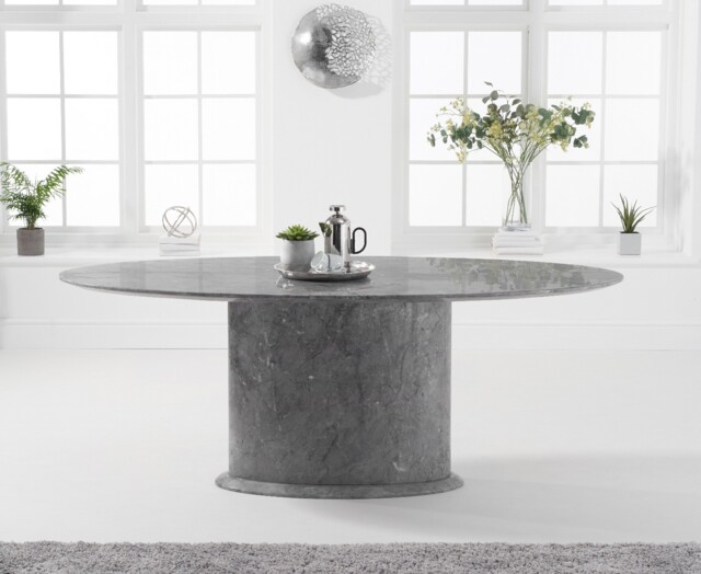 Colby 200cm Grey Oval Marble Dining Table