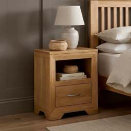 Tilt 100% Solid Oak 1 Drawer Bedside Table