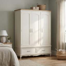Chateau Oak and Soft White Painted Triple Wardrobe
