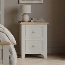 Weymouth Oak and Soft White Painted 2 Drawer Bedside Chest