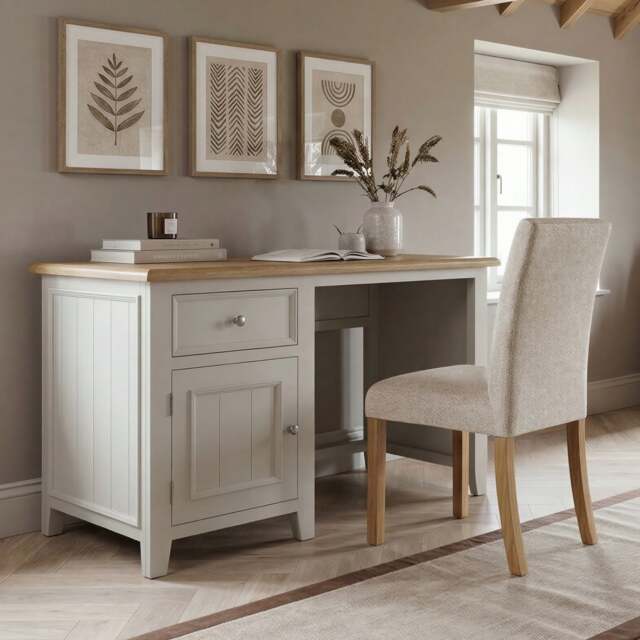 Weymouth Oak and Soft White Painted Computer Desk