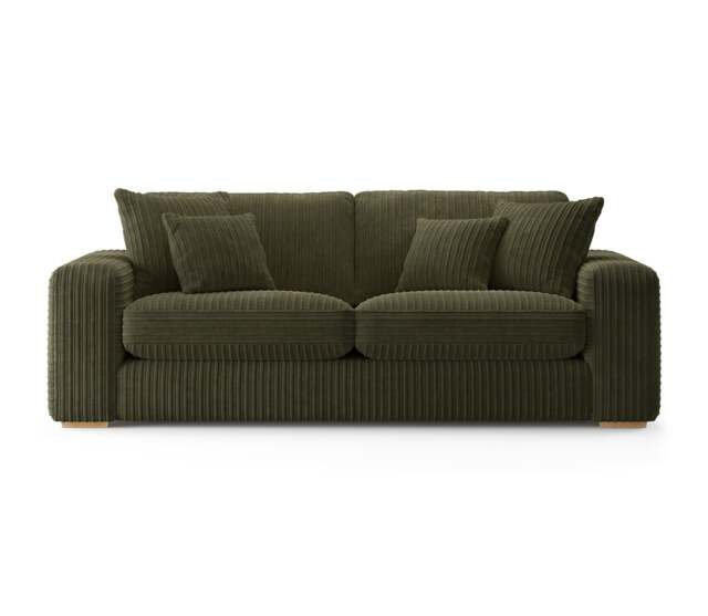Milan Moss Green Fabric 3 Seater Sofa