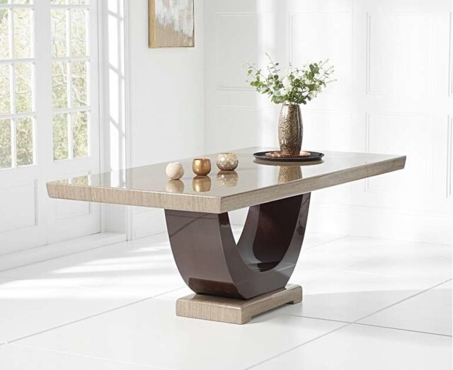 Novara 170cm Brown Pedestal Marble Dining Table