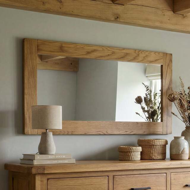 Rustic Solid Oak Wall Mirror - Solid Oak Frame