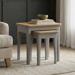 Felton Oak and Light Grey Painted Nest Of Tables