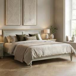Francis Oak and Soft Green Painted Super King Bed