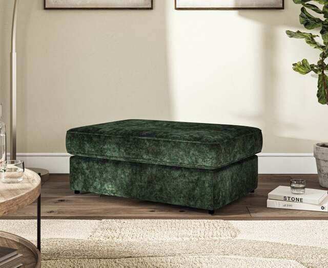 Naples Emerald Velvet Footstool