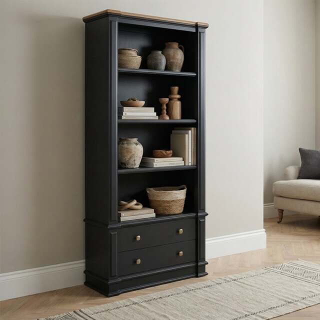 Lawson Oak and Charcoal Grey Painted Tall Bookcase