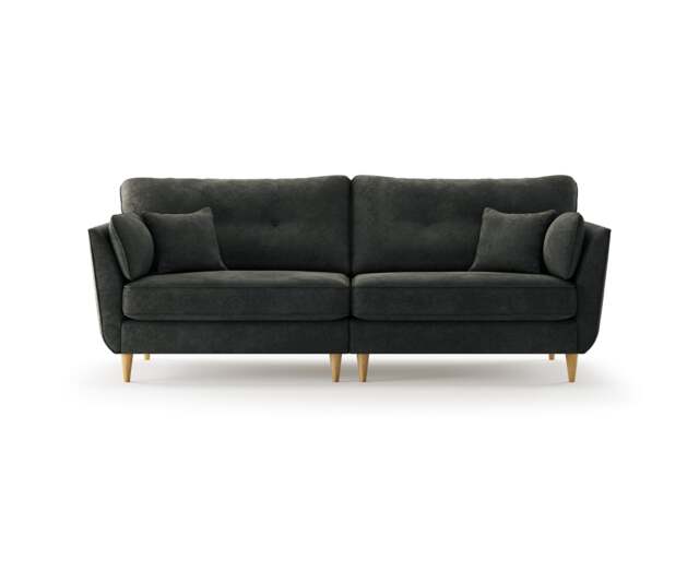 Capri Anthracite Chenille Fabric 4 Seater Sofa