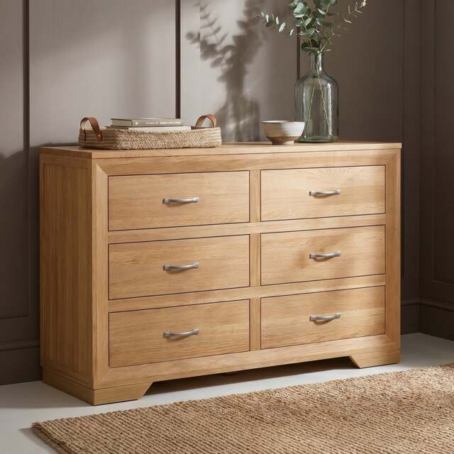 Tilt 100% Solid Oak Wide Chest Of Drawers