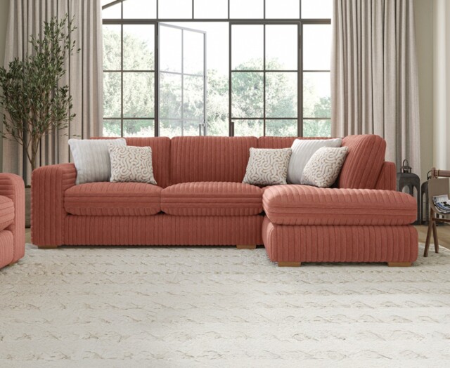 Milan Russet Fabric Right Hand Facing Chaise Sofa