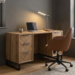 Herringbone Solid Oak Computer Desk