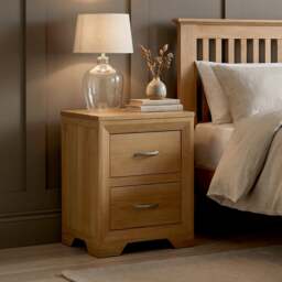 Tilt 100% Solid Oak 2 Drawer Bedside Chest