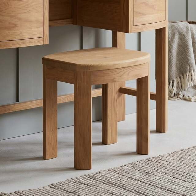 Somerton Curved Solid Oak Dressing Stool