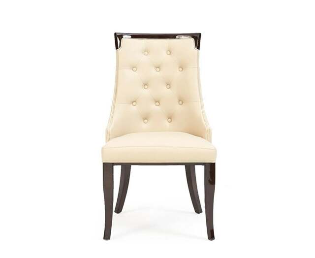 Francesca Cream Set of 2 Faux Leather Dining Chairs