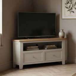 Weymouth Oak and Soft White Painted Corner TV Cabinet