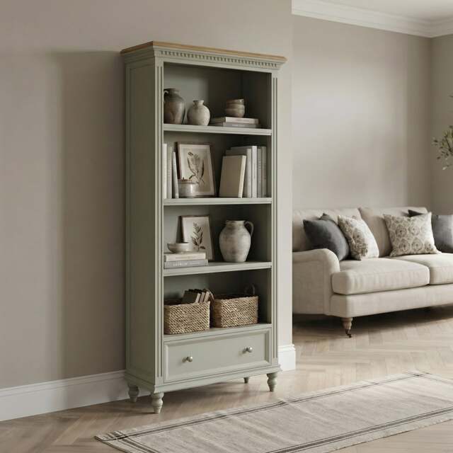 Francis Oak and Soft Green Painted Tall Bookcase