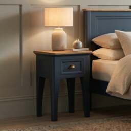 Bridstow Oak and Blue Painted 1 Drawer Bedside Table