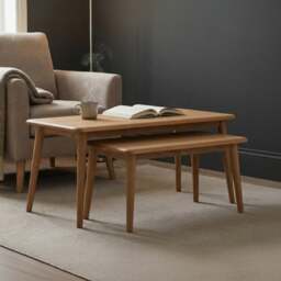 Rosa Solid Oak Compact Nesting Coffee Tables
