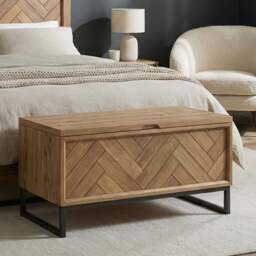 Herringbone Solid Oak Blanket box