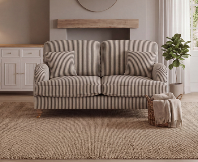Chilworth Cove Navy Striped Fabric 2 Seater Sofa