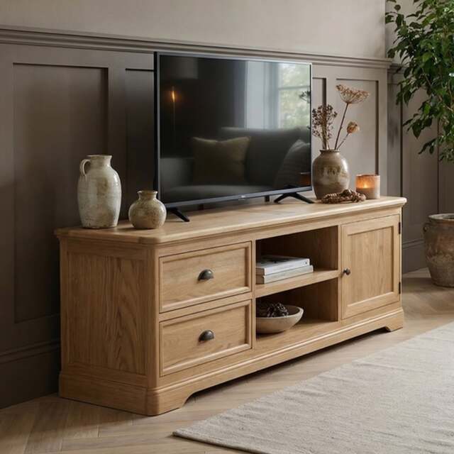 Cambridge Solid Oak Super Wide TV Cabinet
