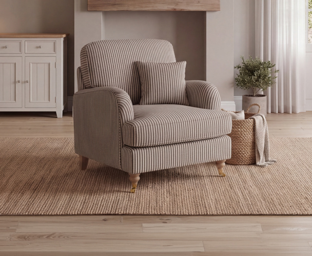 Chilworth Cove Navy Striped Fabric Armchair