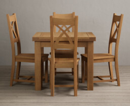 Extending Buxton 90cm Solid Oak Dining Table with 6 Oak Natural Chairs