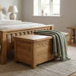 Rustic Solid Oak Blanket Box - 100% Solid Oak