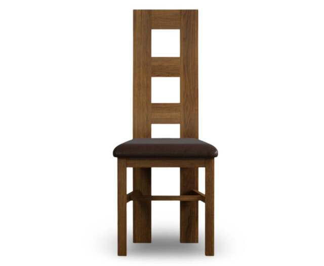 Rustic Solid Oak Brown Set of 2 Fabric Dining Chairs