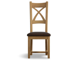 Natural Solid Oak Brown Set of 2 Fabric Dining Chairs