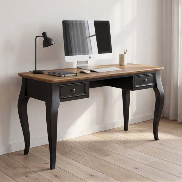 Chateau Noir Oak and Black Painted Computer Desk