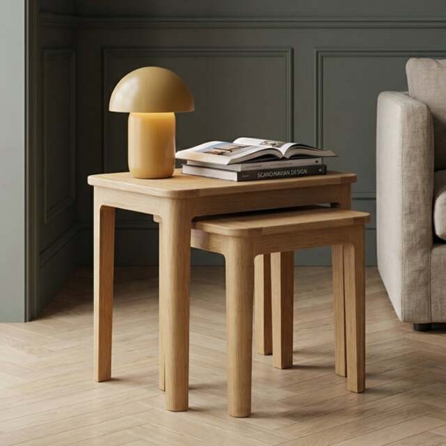 Solid Oak Nest of Tables - Set of 2