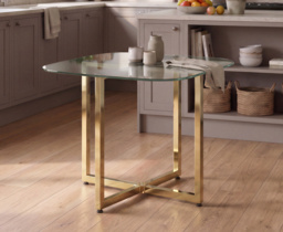Rhodes Clear Glass Gold Leg Dining Table