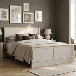 Lawson Oak and Soft White Painted Double Bed