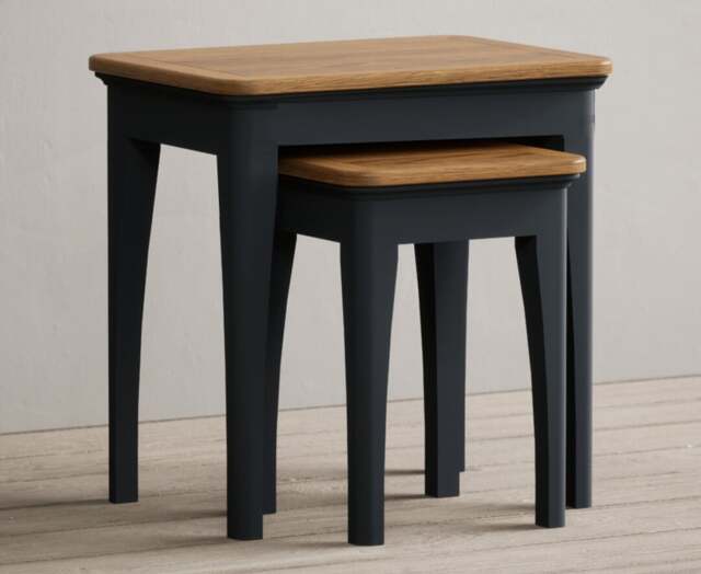 Bridstow Oak and Blue Painted Nest Of Tables