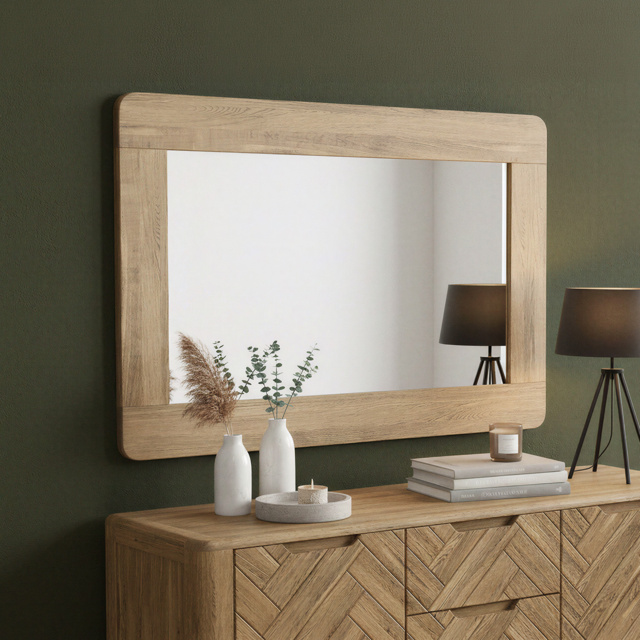 Solid Oak Dressing Table Mirror - Solid Oak Frame