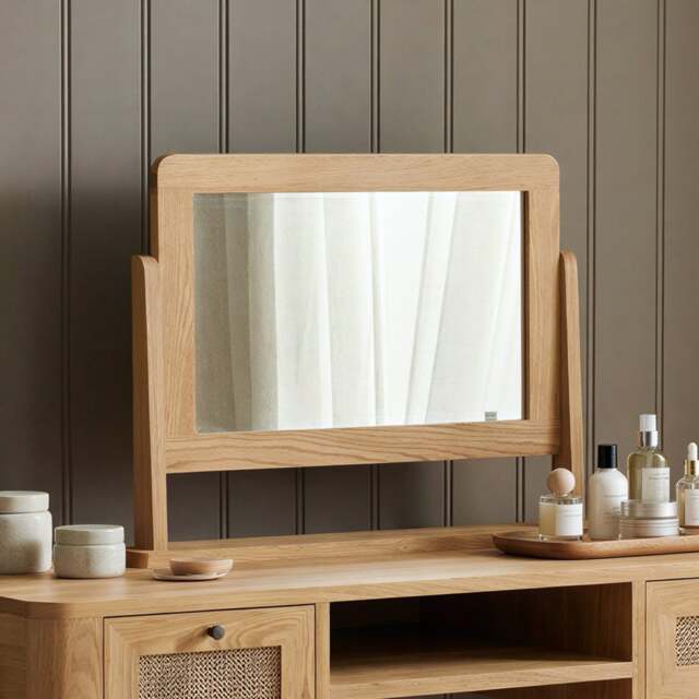 Oak Rattan Dressing Table Mirror