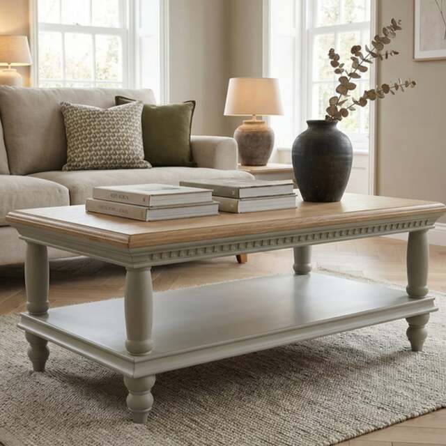 Francis Oak and Soft Green Painted Petite Coffee Table