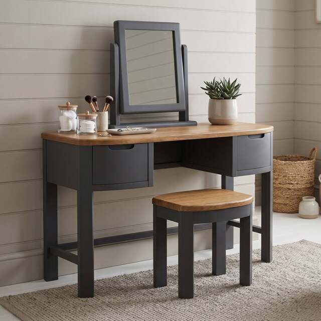 Bradwell Oak and Charcoal Painted Dressing Table Set
