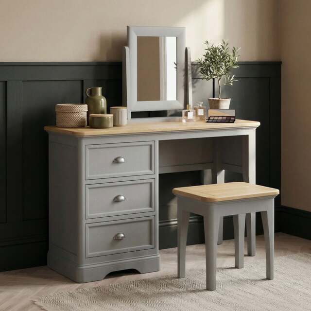 Felton Oak and Light Grey Painted Dressing Table Set