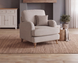 Chilworth Natural Fabric Armchair with Grey Cushion