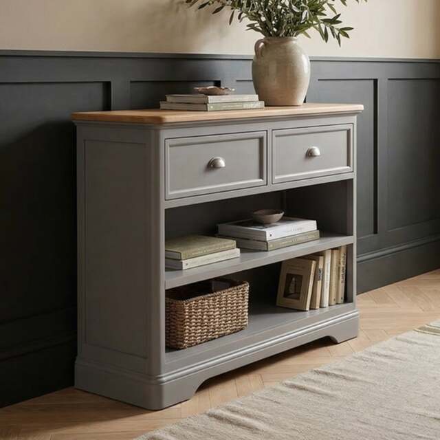 Felton Oak and Light Grey Painted Storage Console Table