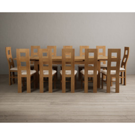 Extending Buxton 180cm Solid Oak Dining Table with 12 Blue Natural Chairs