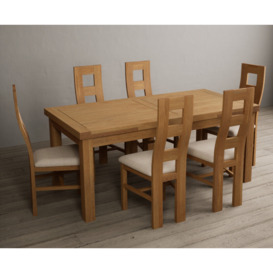 Extending Buxton 180cm Solid Oak Dining Table With 12 Oak Flow Back Chairs