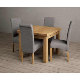 Buxton 90cm Solid Oak Extending Dining Table With 6 Natural Scroll Back Chairs